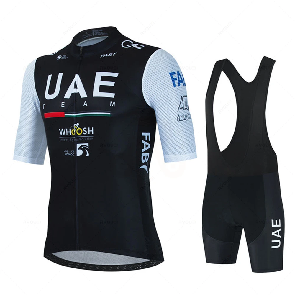 Uae Ciclismo Jersey Set, MTB Uniforme, Bicicleta Vestuário, respirável camisa da bicicleta, Calças Bib, Verão, 2022