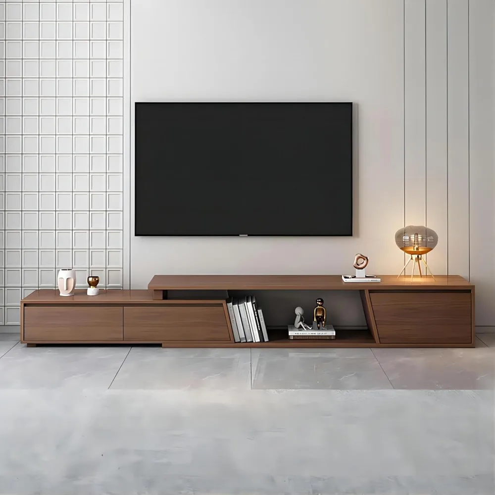 3 drawers expandable TV stand, rectangular TV console table up to 110 inches (expandable: 70.9 inches W-110.2 inches W)