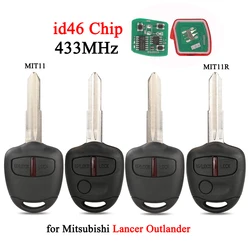 jingyuqin 2/3 Buttons 433MHz Smart Remote Car Key id46 For Mitsubishi Lancer Outlander Pajero MIT11 MIT11R Blade Repalcement