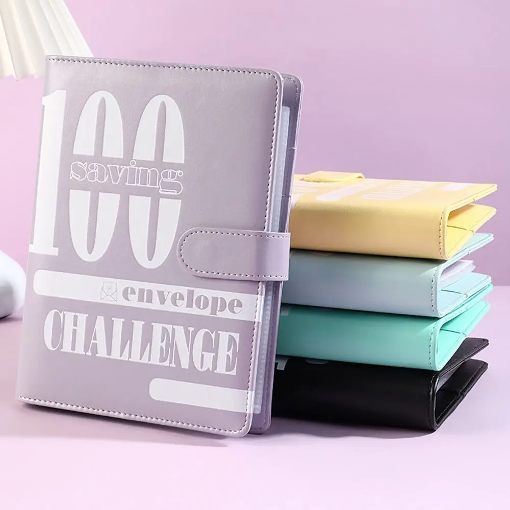 PU Leather 100 Envelopes Money Saving Challenge Large Capacity Loose-Leaf Budget Binder Waterproof Reusable