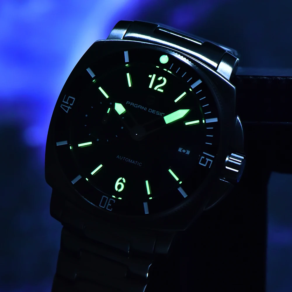 جديد PAGANI تصميم الغوص ساعة رياضية جلدية أعلى الميكانيكية التلقائية ووتش للماء الفولاذ المقاوم للصدأ الياقوت الساعات للرجل #2