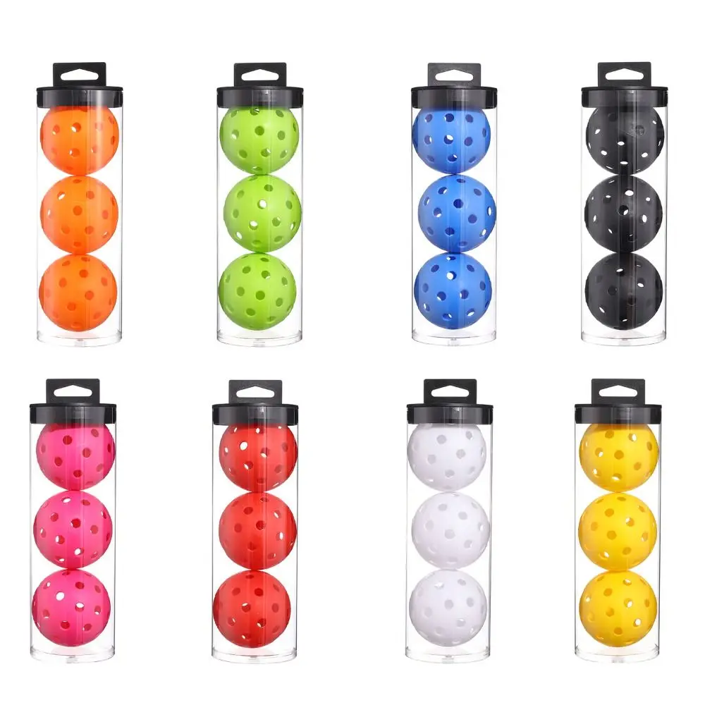 3pcs 40 Holes Pickleballs High Visibility & Bounc 74mm Pickleball Balls with Clear Plastic Bucket Pickleball Accessories