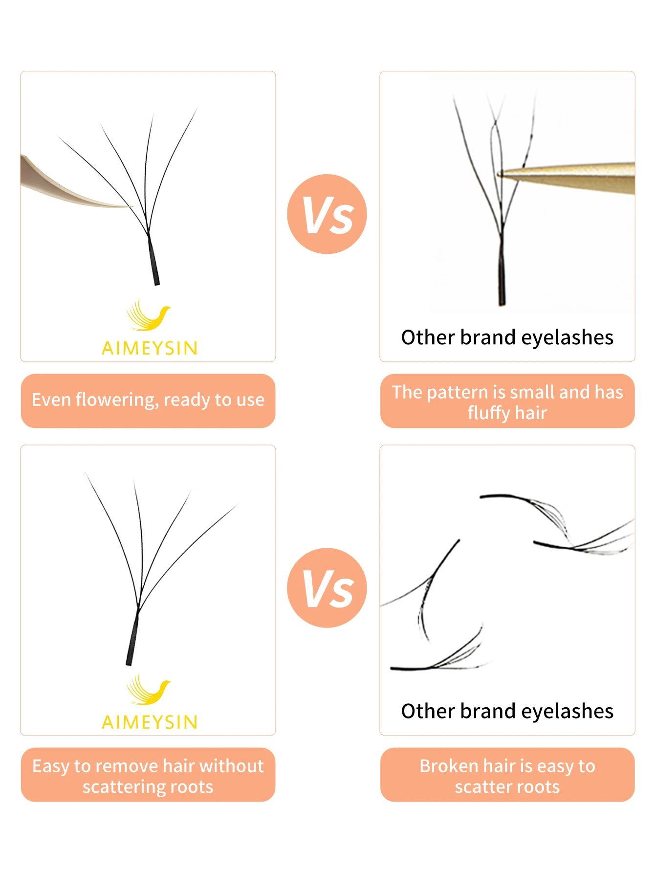 AIMEYSIN W em forma de flor 4D floração automática fãs pré-fabricados extensões de cílios natural suave luz yy cílios individuais