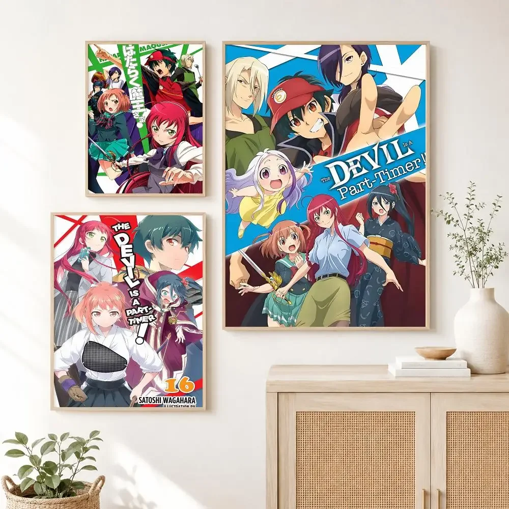 Classic Anime The D-Devil is a Part‑Timer Poster Self Adhesive Wall Art Decor for Bedroom Living Room Office Home Halloween Gift