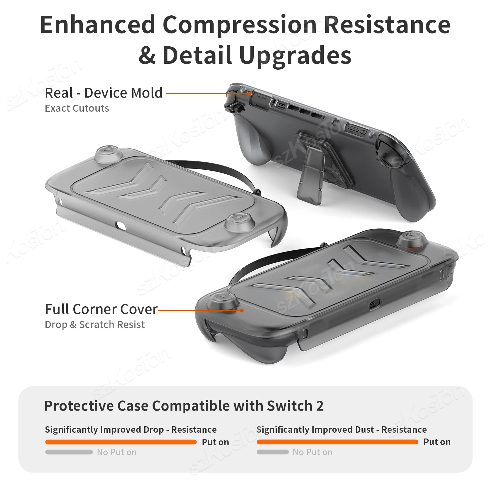 For Switch 2 Games Console Dockable TPU Grip Protective Cover Travel Case Hard-Shell with Stand for Switch2 Gaming Accessories