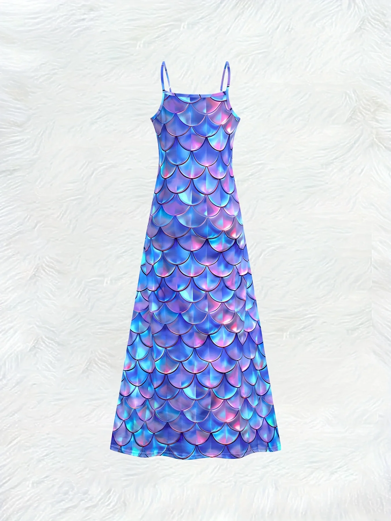 Printed Design Mermaid Scale Pattern Print Design Four Seasons elegant style casual style sling dress