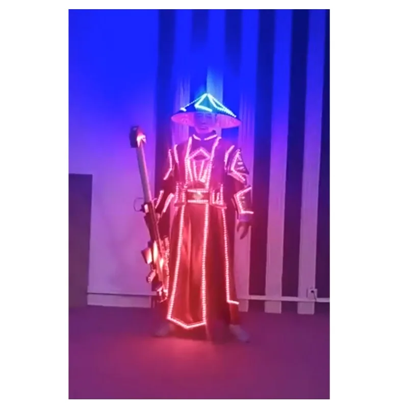 Women Led Glow Bar Party Atmosphere Performance Costume Sexy Creative Colorful White Light Women's Clothing Set