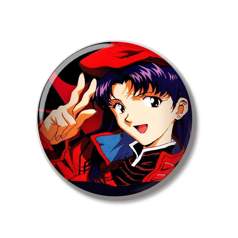 44MM Rei Asuka Anime Pin Soft Button Pin Jewelry Creative Badge Cartoon Brooch Lapel Pin Canvas Bag Backpack Decoration
