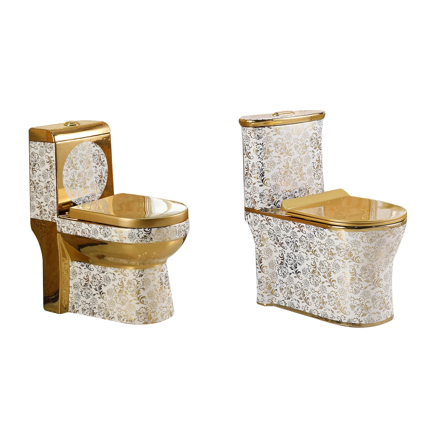 Toilet,Royal Decal Golden Plated Bathroom Water Saving Closestool Washdown Ceramic One Piece Gold Toilet Bowl