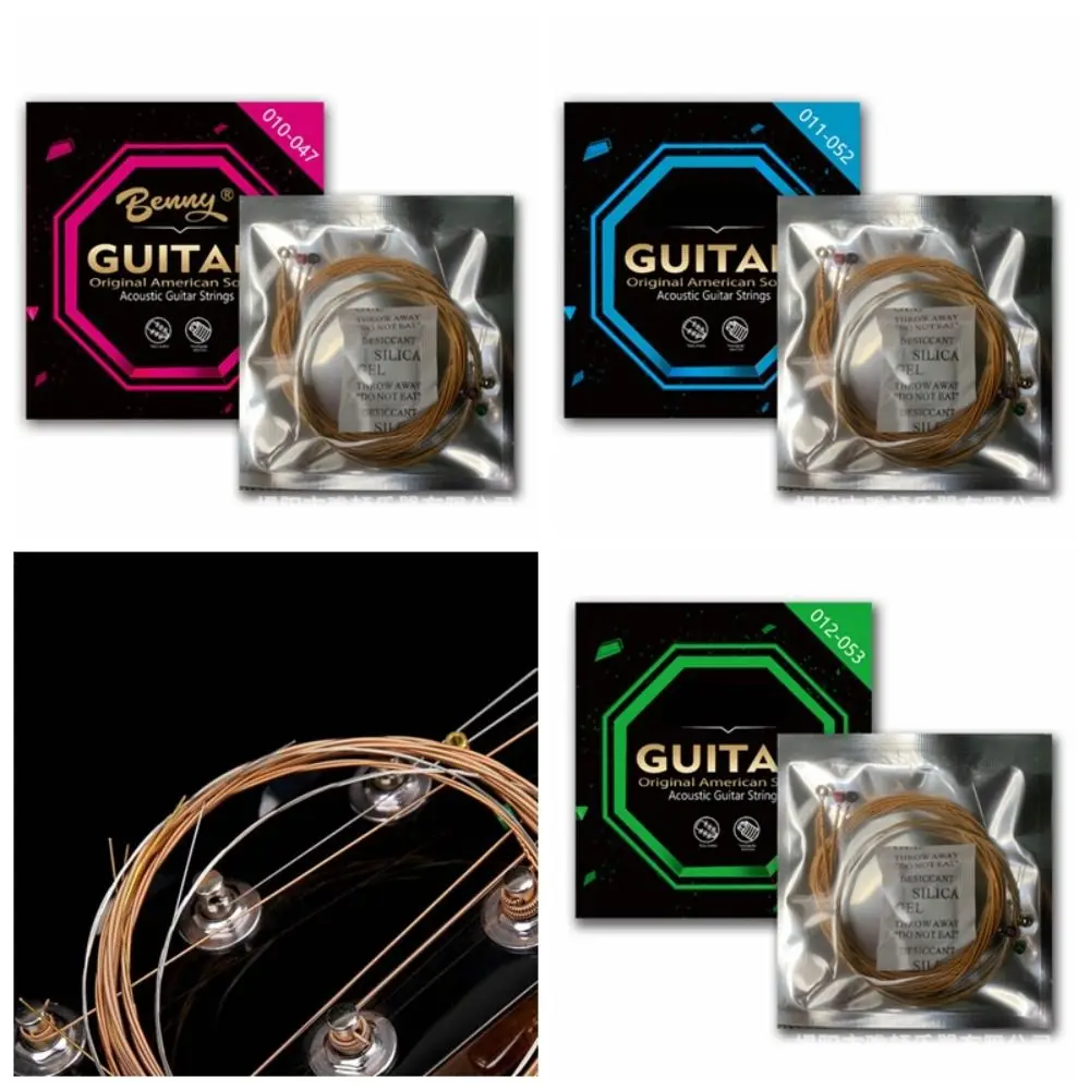 Cuerdas de guitarra 010 011 012, accesorios de guitarra, cuerdas de guitarra recubiertas de cobre fosforoso, 6 cuerdas de larga vida para músicos, 1 Juego