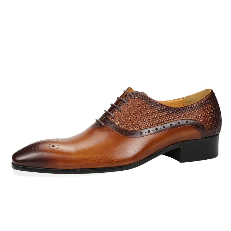 High Grade Men's Leather Shoes Genuine Leather Handmade Oxfords Business Office Shoe Pointed Toe Dress Man Shoe Big Size EU50