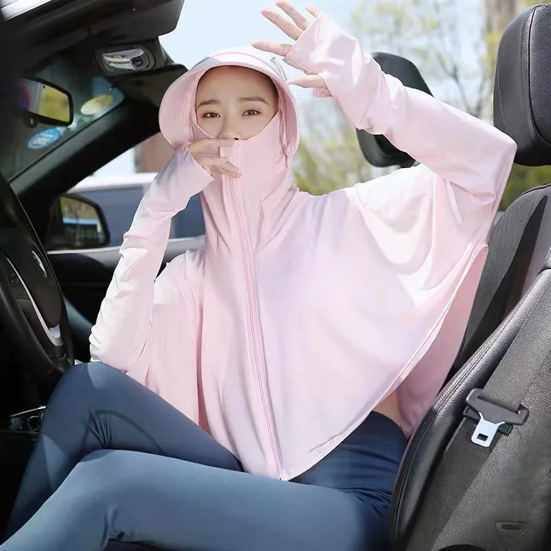 

Ice Silk Sun Cape for Women UV Protection Hooded Breathable Cover New Spring Summer Style