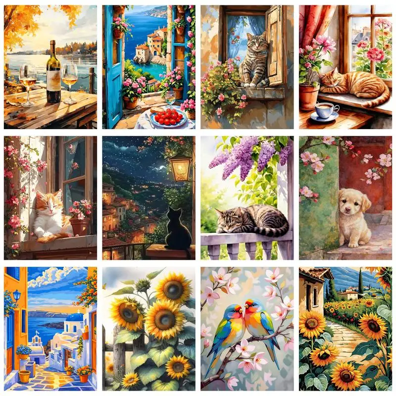 

CHENISTORY Coloring By Number Flowers Animal Kits Home Decor Oil Painting Drawing On Canvas HandPainted Art Gift DIY Picture