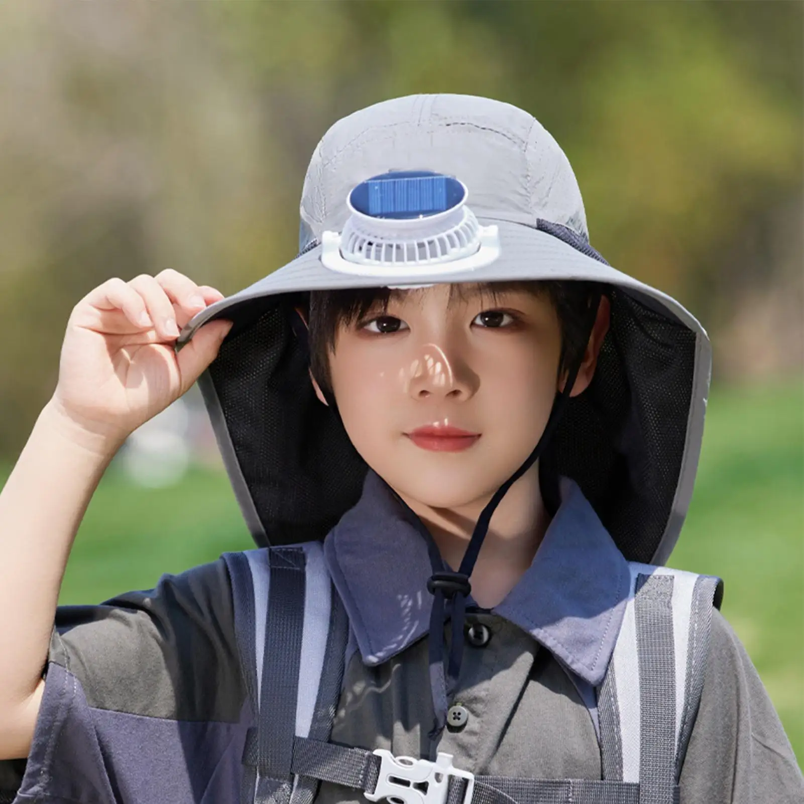 

Kids Hat With Fan Wide Brim Cooling Hat Hot Day Cooling Fan Wide Brim Sunscreen Cap For Outdoor Activities Mountain Climbing