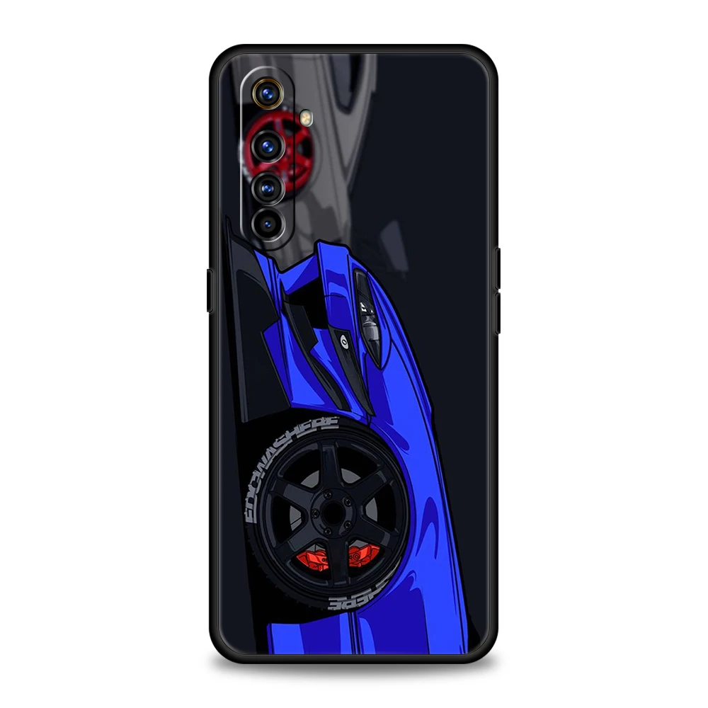 JDM Sports Cars Male Men Phone Case for Realme 8 9 10 8i 9i 6 7 GT2 C21 C25 C11 GT Neo 3T Pro Plus 5G Shockproof Silicone Shell