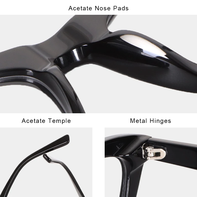 레트로 패션 여성용 고양이 눈 광학 안경 직사각형 남성용 고품질 아세테이트 프레임 투명 렌즈 장식 안경