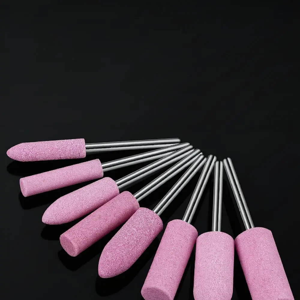 Cylinder Cone Red Corundum Mounted Point For Metal Jade Polishing Grinding Bit Shank Abrasive Rotary Tool Accessory Parts
