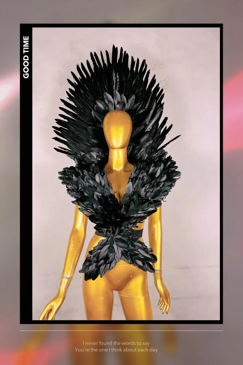 

Модные костюмы для выступлений: золотые перья, панель с эффектом бликов, для модных показов в Милане, ночных клубов, певиц, гоу-гоу танцовщиц, сценических выступлений, фестивалей и рейв-вечеринок