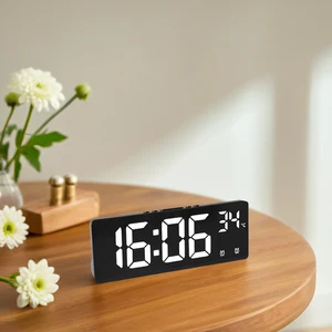 Jam Alarm Digital Jam Travel dengan Jam Meja Suhu Layar Besar untuk Kamar Tidur Kantor Dapur Dekorasi Rumah 8 jam penjualan terbaik merah - №