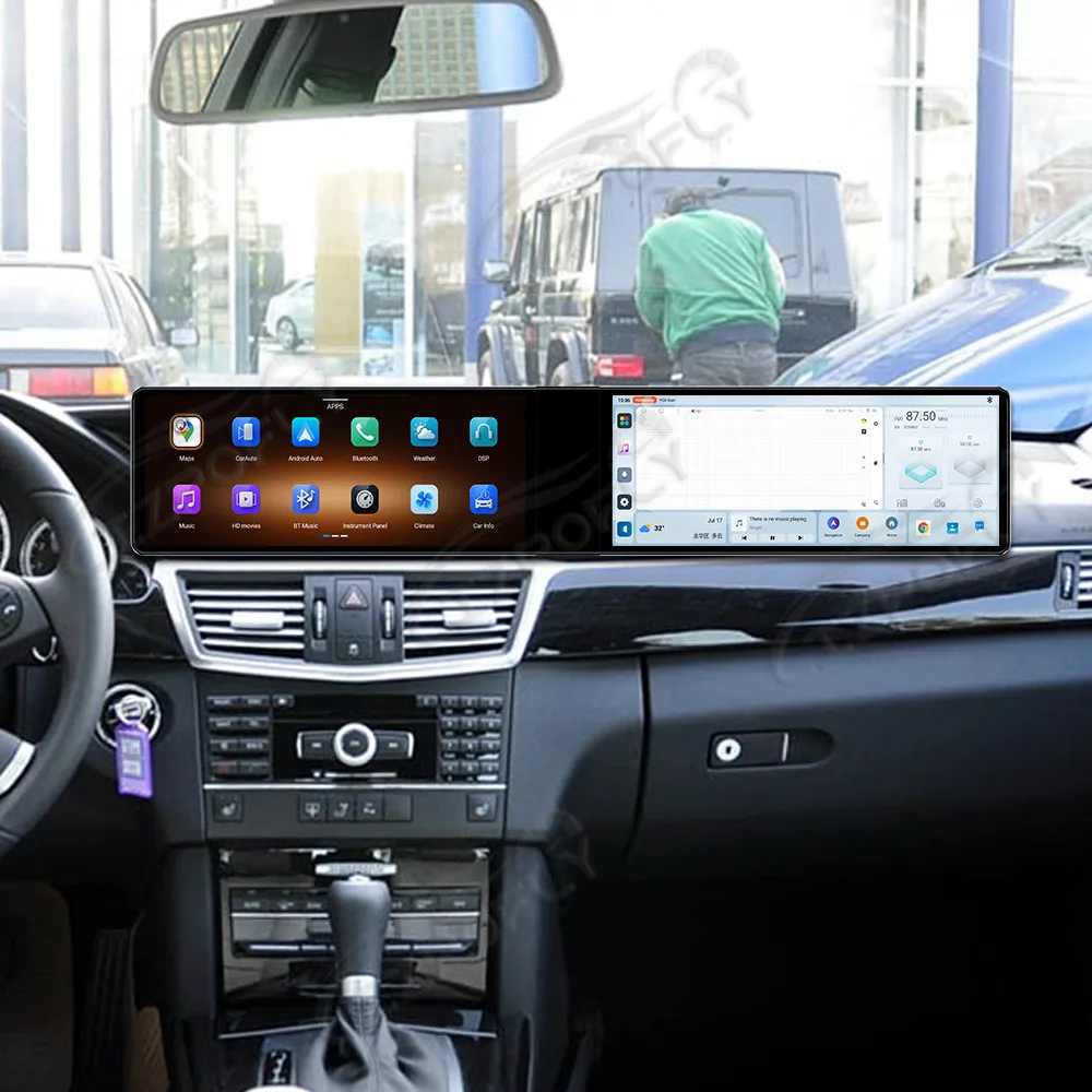 

12,3-дюймовый автомобильный радиоприемник с двойным экраном Android для Mercedes Benz E-Class 2010-2015, мультимедийный плеер CarPlay, GPS-навигация, головное устройство