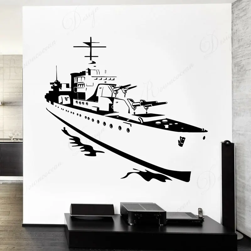 Battleship Navy Ship War Wall Sticker Vinyl Home Decor Living Room Kids Boys Bedroom Decals Removable Modern Wallpaper 4397