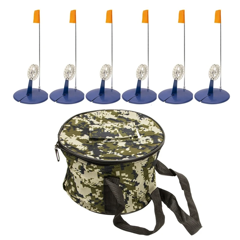 

6 Pcs Winter Outdoor Fishing Rod Bag Set Ice Fishing Winter Fishing Auto Fishing Stand Durable Easy To Use