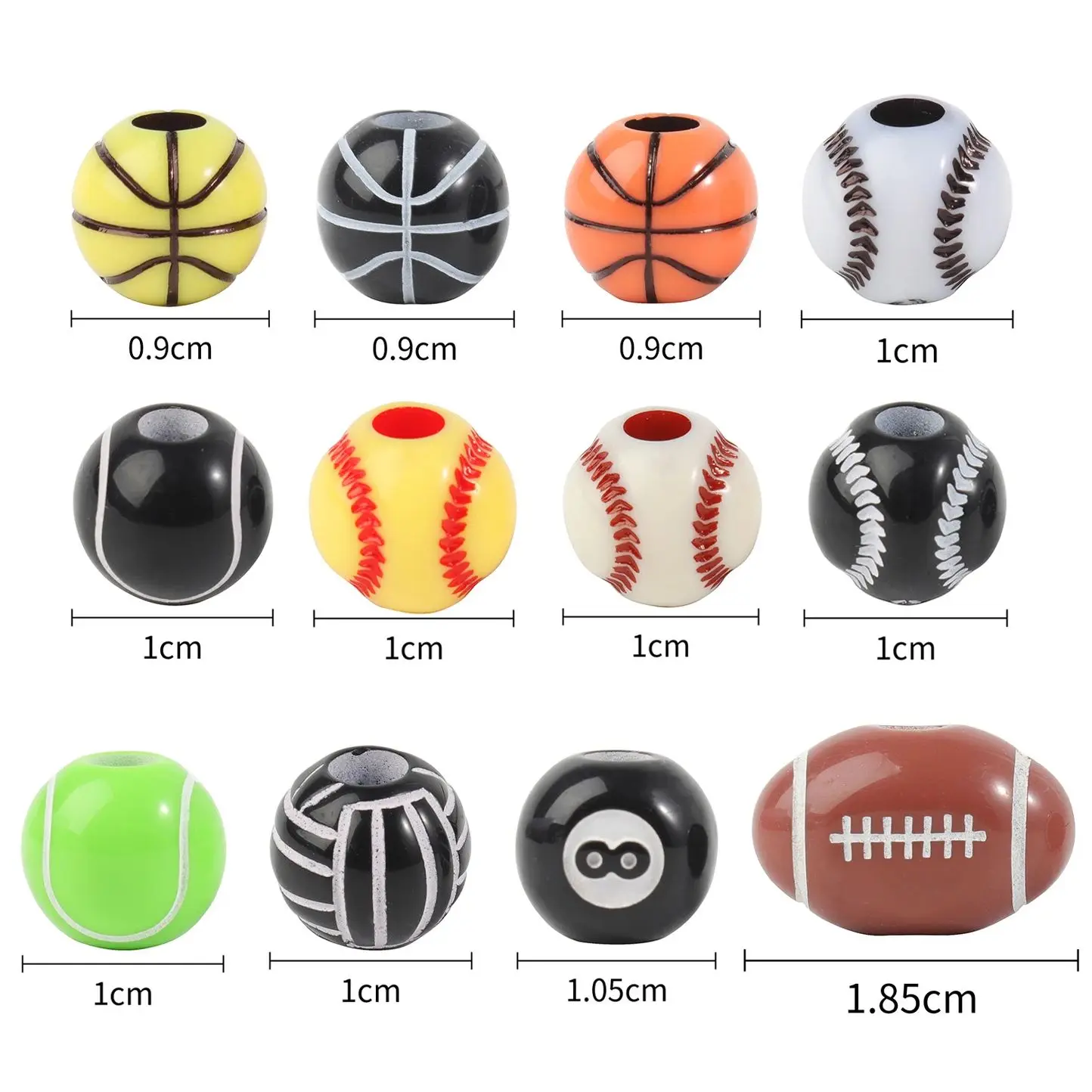 20/50Pcs Sport Basketball Baseball Tennis Beads Spacer Acrylic Beads For Making Bracelet Necklace DIY Craft Jewelry Supplies