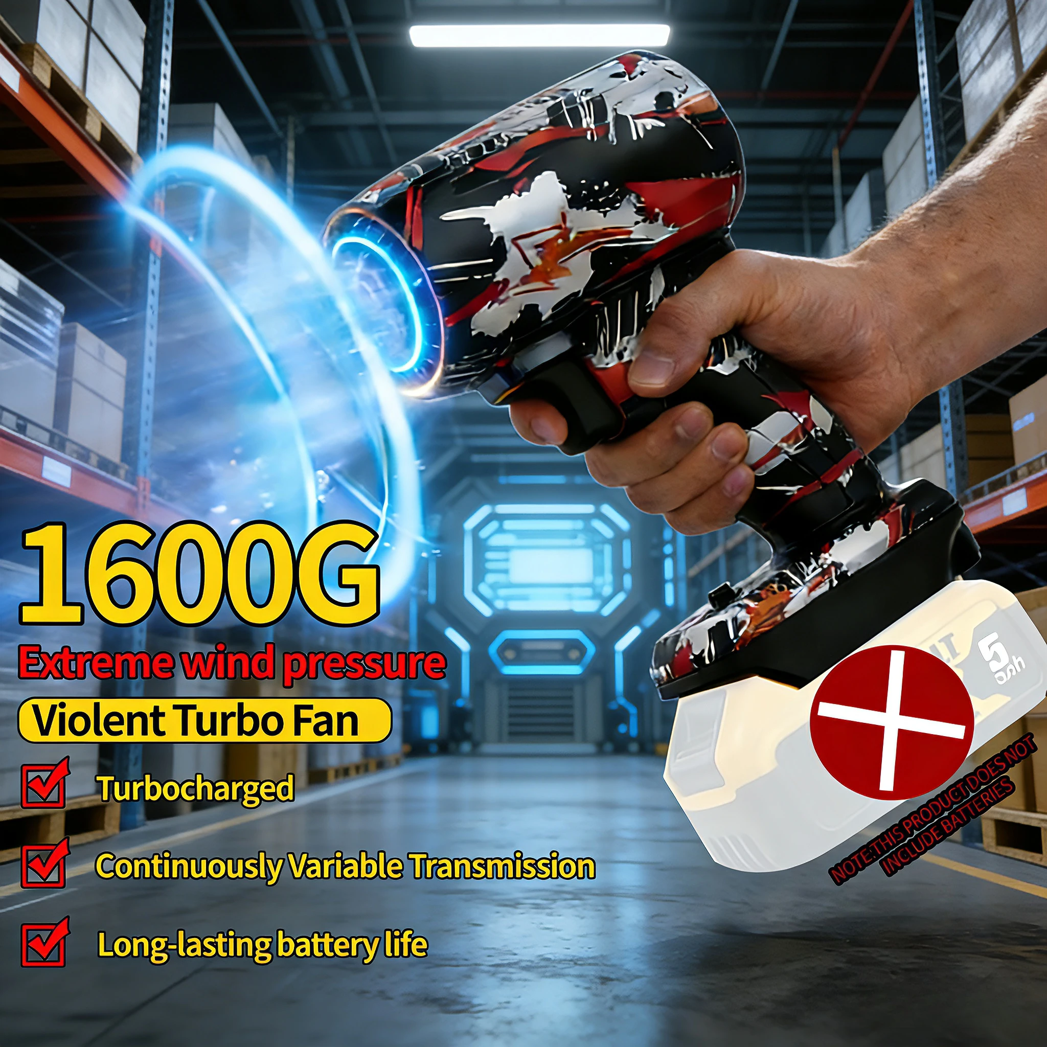 

High-performance turbocharged powerful fan with 50 air intakes, silver red color,The rotational speed is 40,000RPM,extensive use