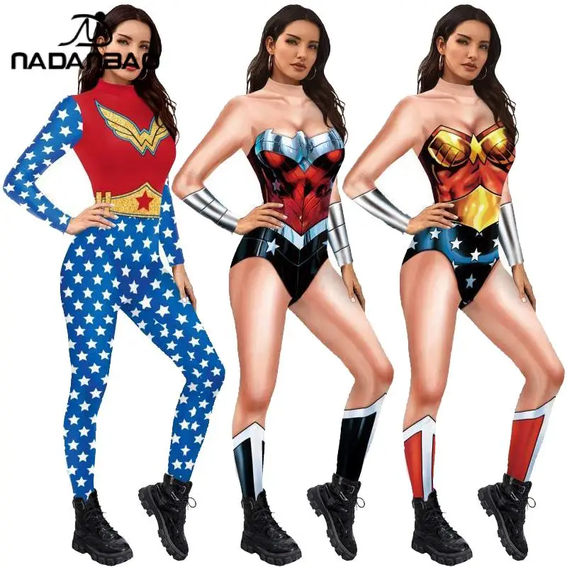 NADANBAO 3D Cosplay The Movies Roles Outfits For Halloween Women Sexy Digital Printed Tight Bodywear Full Body Zentai Catsuits