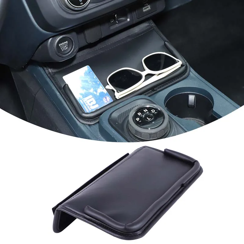 

For Ford Maverick 2022+ Leather Black Car Center Console Cover Multifunctional Phone Tray Protection Car Interior Accessories