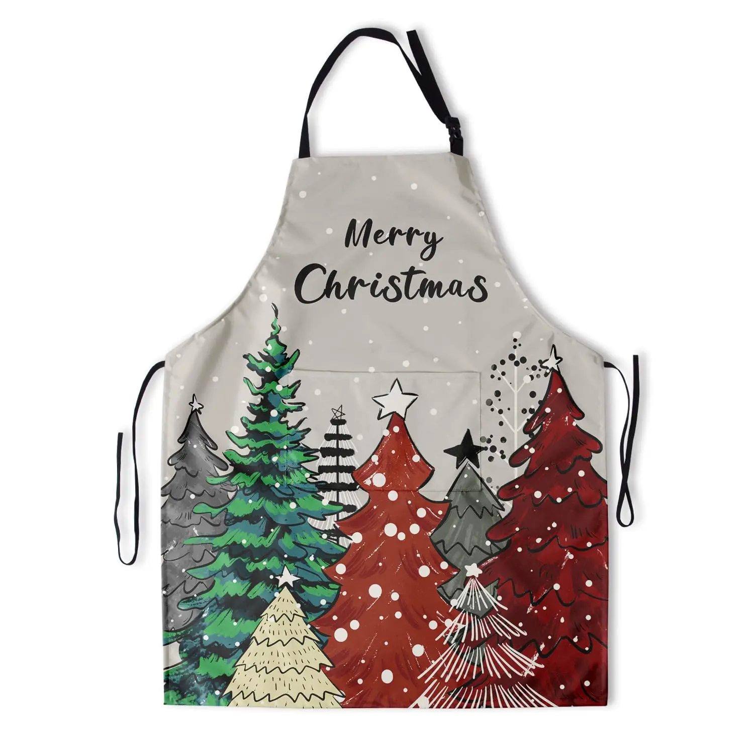 

Christmas Trees Kitchen Apron Winter Holiday Cooking Apron with Adjustable Neck Waterproof Stain Resistant Baking Apron