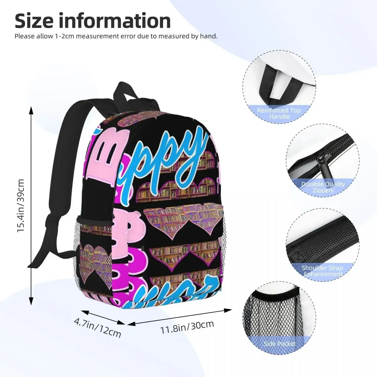 Bookworm, Book Lover, Reading Backpacks Teenager Bookbag Casual Students School Bags Travel Rucksack Shoulder Bag Large Capacity