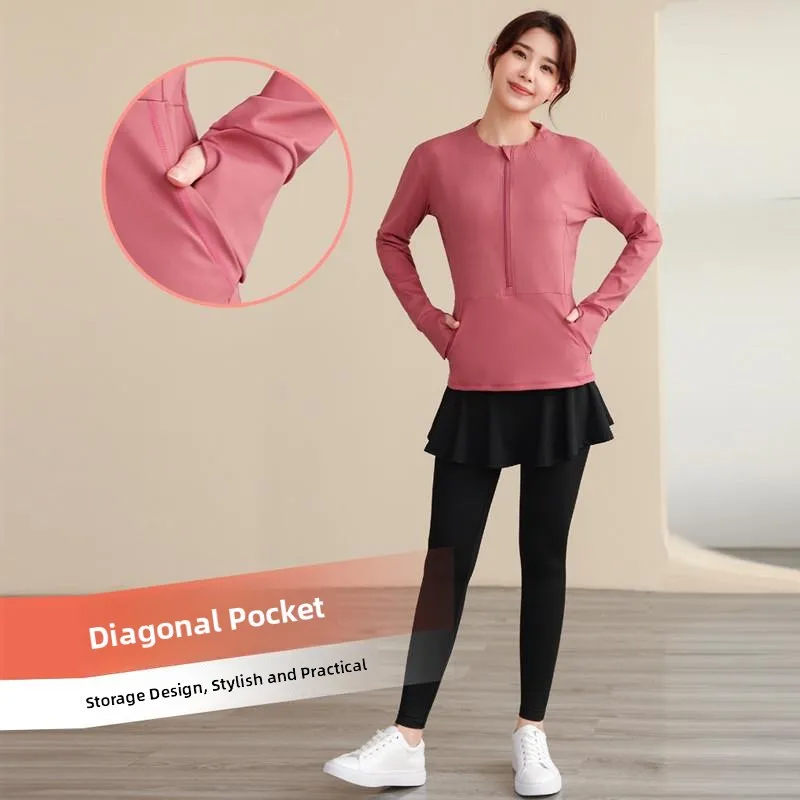 Ropa larga holgada para correr para mujer, conjunto informal de ropa deportiva para Fitn, Yoga, correr por la mañana, talla grande, Qui Dry, Otoño e Invierno