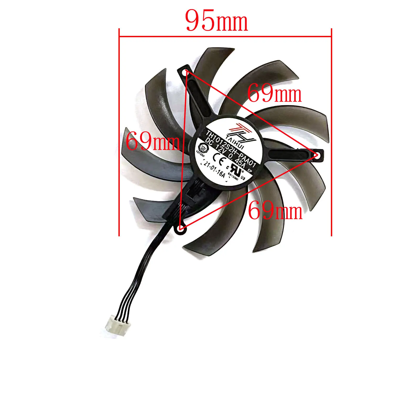 Original suitable for Tongde GTX 1660 Ti 1660 Super 1660 1650 Stormx OC graphics card TH1012S2H-PAA01 95MM 4PIN GPU fan