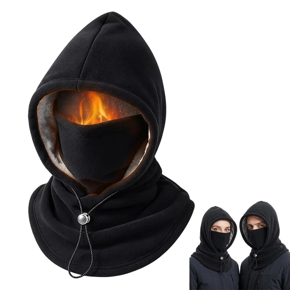 One Piece Flannel Warm Mask Hat, 3-in-1 Winter Fleece Balaclava Ski Mask Windproof Hood Face Neck Cover for Men Women Cycling
