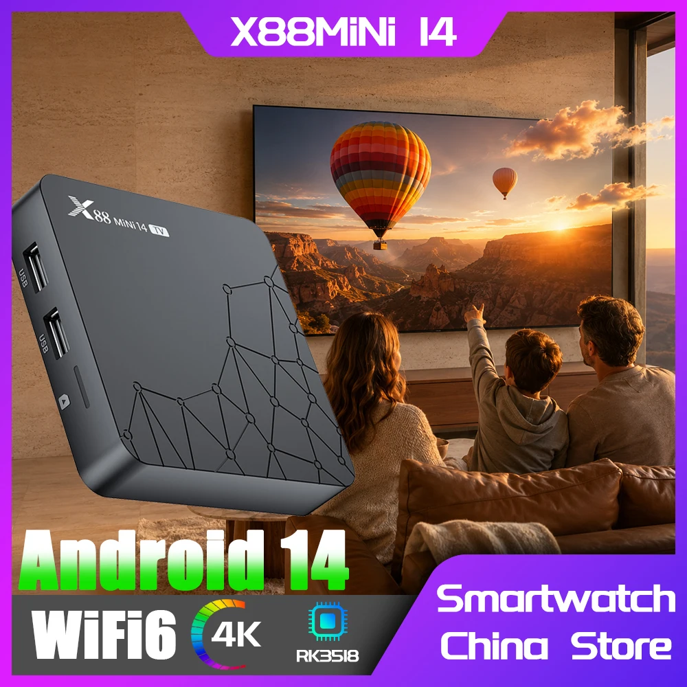 Android14 X88 MINI 14 TV Box Bluetooth RK3518 WIFI6 4K HDR Home Cinema Media Player Set-top-box