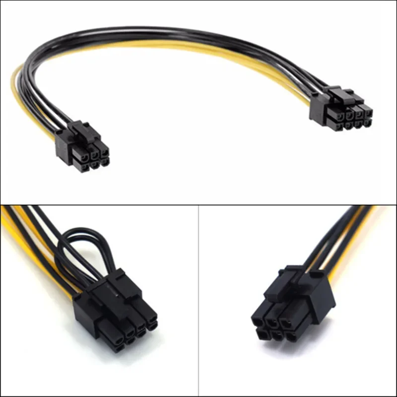 6Pin Male to 8 Pin (6+2) PCI Express Power Adapter Cable for CoolerMaster Thermaltake Power Supply with 6 Pin Port 0.5m