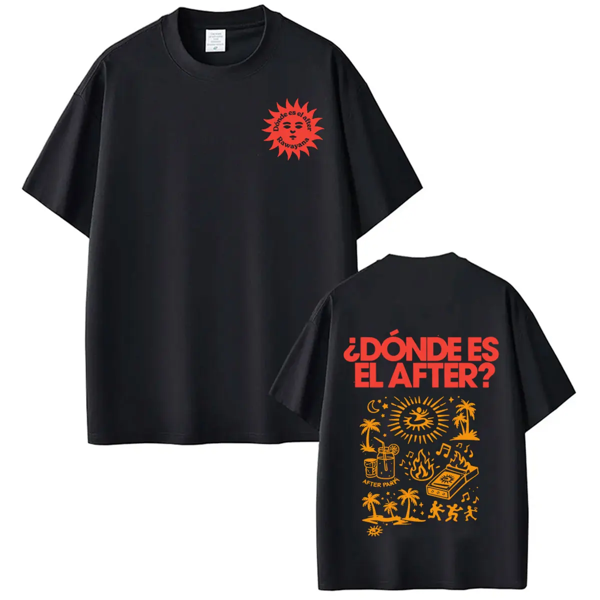 Rawayana: Wo ist das After? Album-Print T-Shirt für Männer und Frauen Ästhetischer Trend T-Shirts Kurzarm Baumwolle Hip-Hop Casual T-Shirts – Detail 5