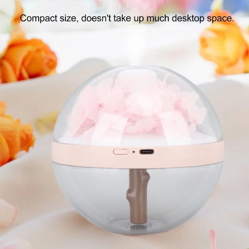Essential Oil Diffuser Mini LED 270ml Pink Eternal Flower Aroma Humidifier For Tabletop Bedroom
