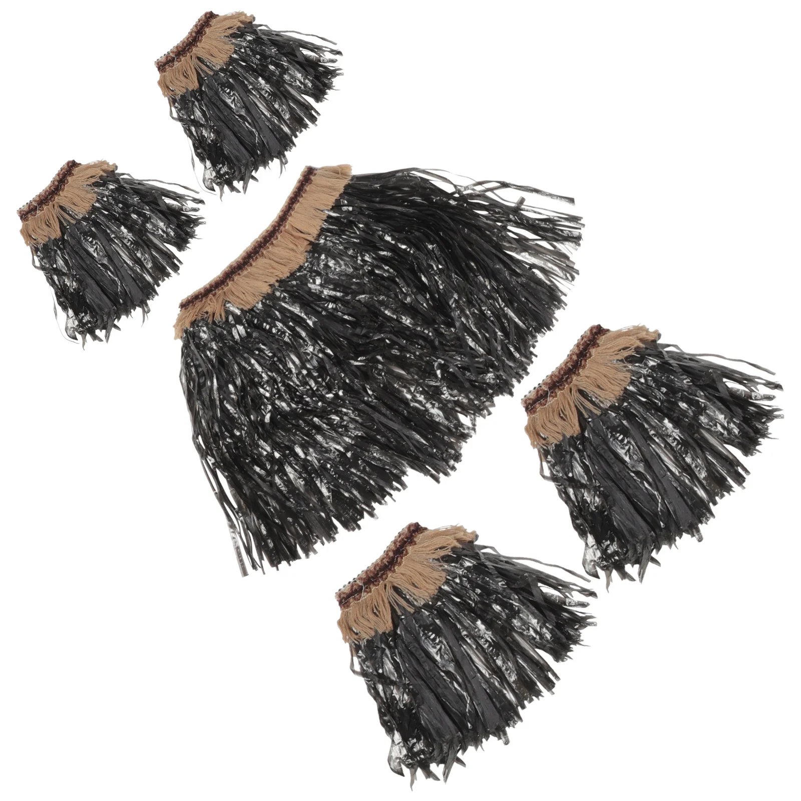 

5Pcs Hawaii Grass Skirt Set Tropical Dancer Costume for Women Adult Hawaiian Skirt with Arm Leg Bands Tribal Fringe Party