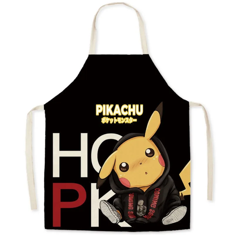 Cute Pikachu Printed Apron Home Kitchen Cooking Baking Apron Sleeveless Waist Parent-child Apron Kawaii Home Decoration