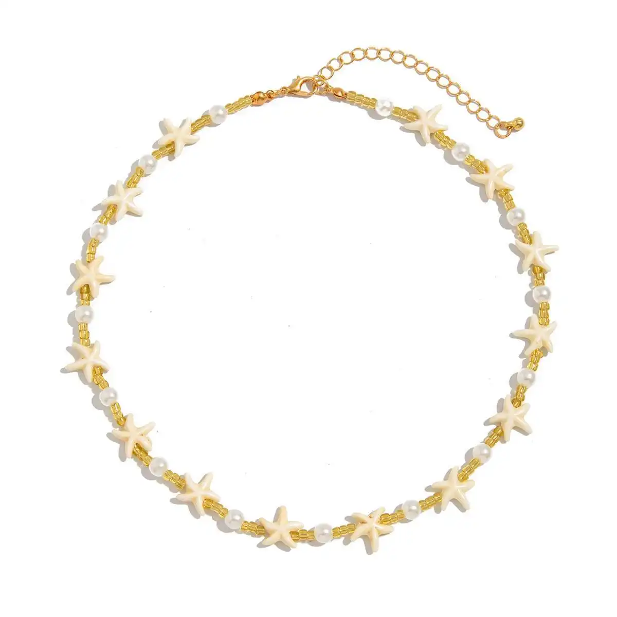 IngeSight.Z الهيب هوب الشرير تقليد اللؤلؤ نجم البحر قلادة الرجال النساء القوطي خمر كريستال عقد من اللؤلؤ الصيف الشاطئ مجوهرات هدية #5