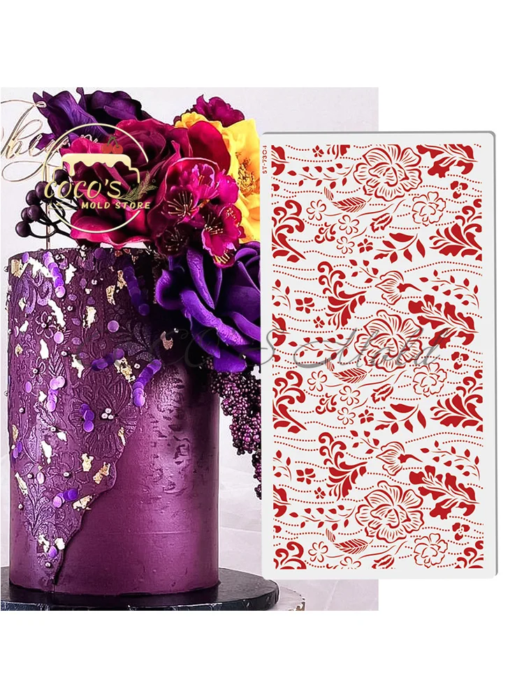 Flower Pattern Plastic Cake Side Border Template Mold Cake Decorating Tools Lace Side Cake Stencils Kitchen Bakeware