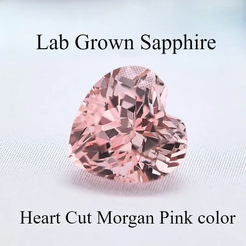 

NEW Lab Grown Sapphire Heart Cut Morgan Pink VVS1 Charms Gemstone for DIY Jewelry Making Materials Selectable AGLCertificate