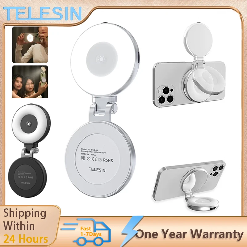 

TELESIN Smartphone Magnetic Fill Light Mini Selfie Light 3 Modes Adjustable Brightness Phone Multifunctional Magnetic Fill Light