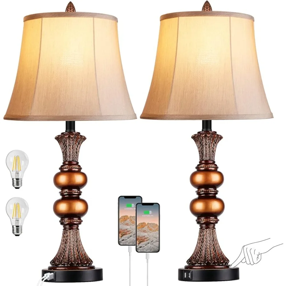 Set of 2 Touch Control Traditional Table Lamp, 27