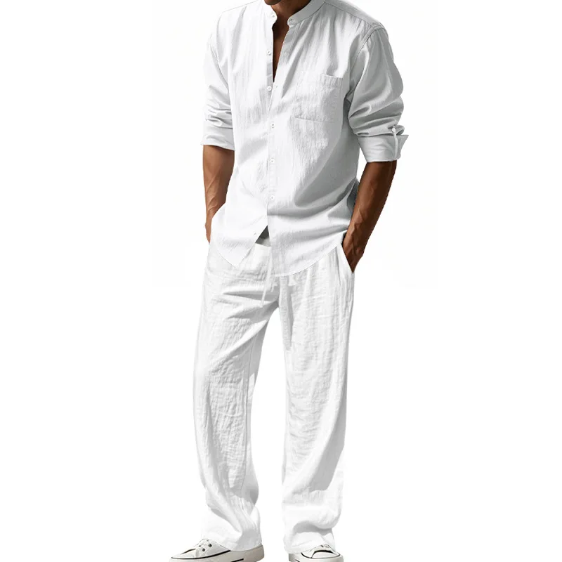 NONE Men Linen Casual Suit Long Sleeve 4