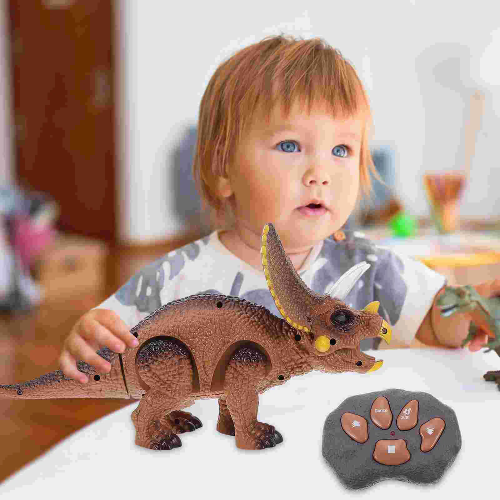 Remote Control Dinosaur Childrens Toys Voiced Dinosaurs Luminous Triceratops Electric Walking Plastic