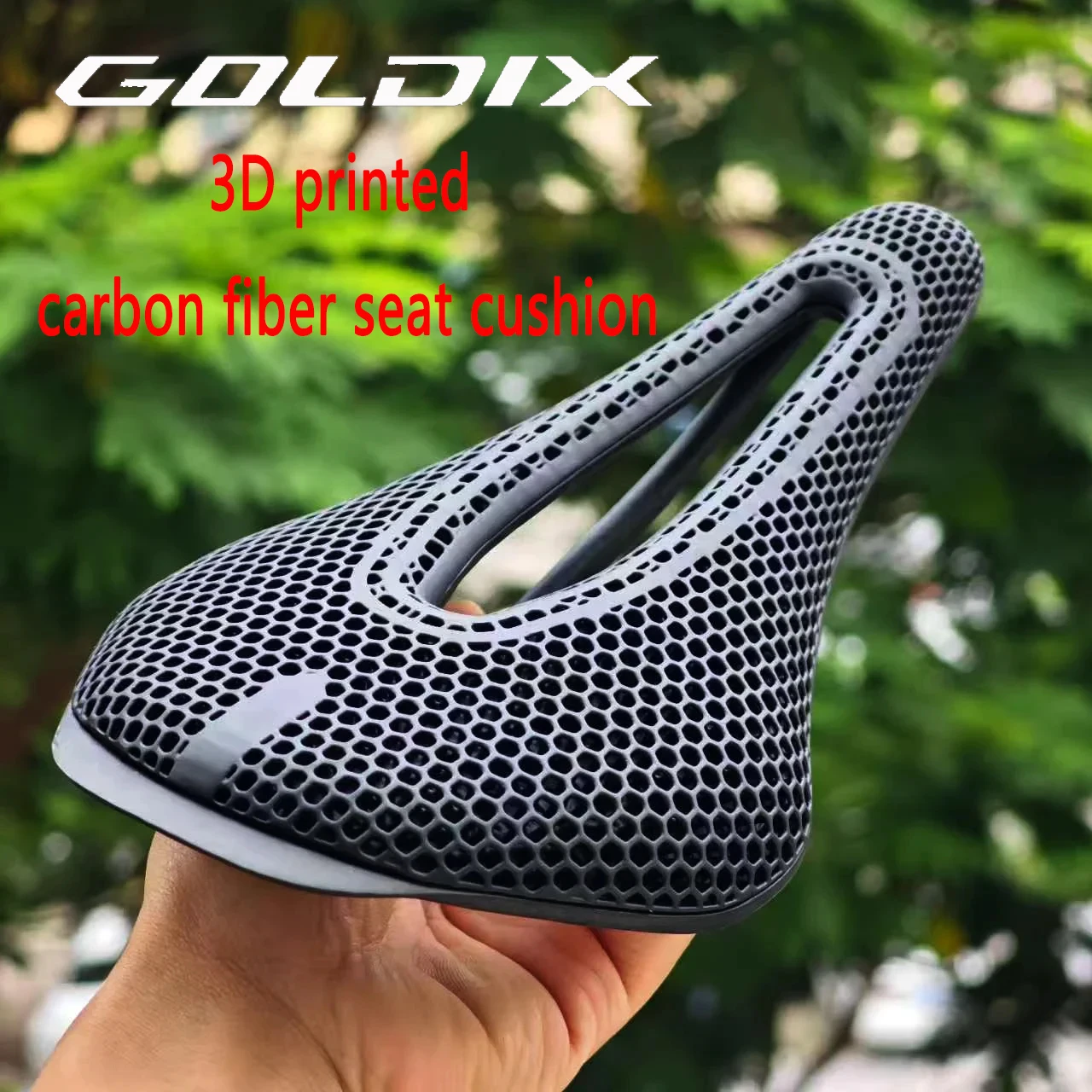 

GOLDIX 3D-Printed Carbon Saddle 138g - Ultra-Light MTB/Road Racing Cushion Hollow Design Ventilated Comfort Cycling Components