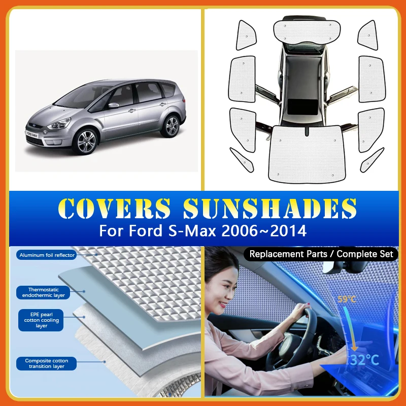 

Car Full Coverage Sunshades For Ford S-Max Smax S max MK1 2006~2014 Sun Protection Sunscreen Window Sunshades Covers Accessories